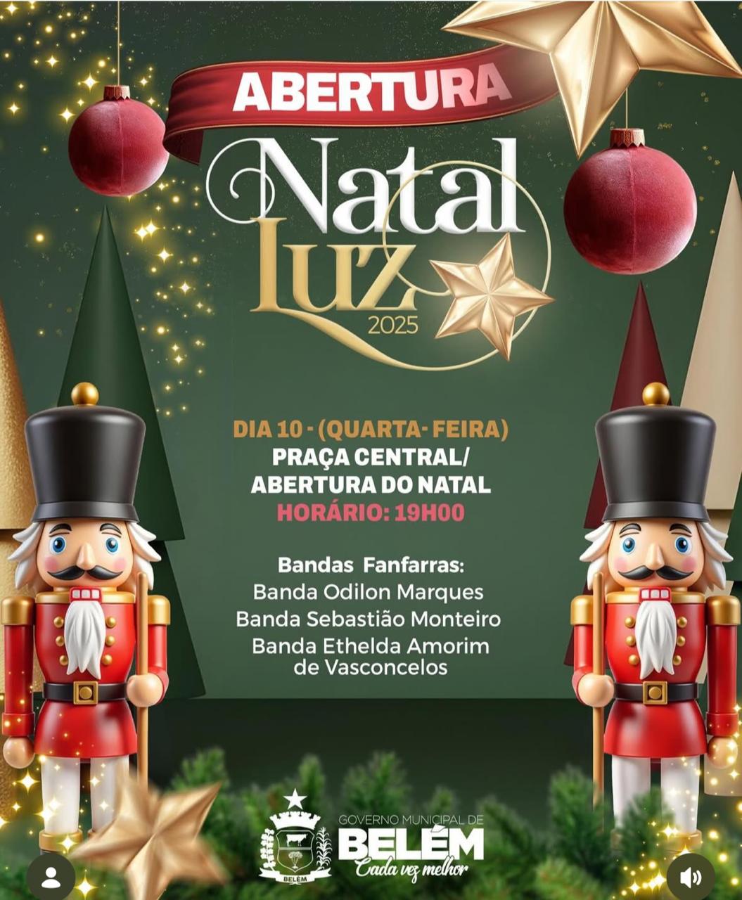 Cidade de AL que leva o nome do lugar onde Jesus nasceu, abre seu Natal Luz com desfile e animação de bandas e fanfarras 