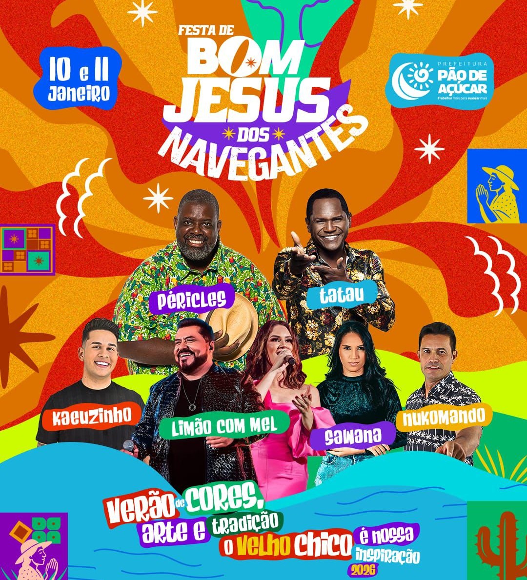 Pão de Açúcar em Festa: Péricles e Tatau são confirmados no Bom Jesus dos Navegantes 2026