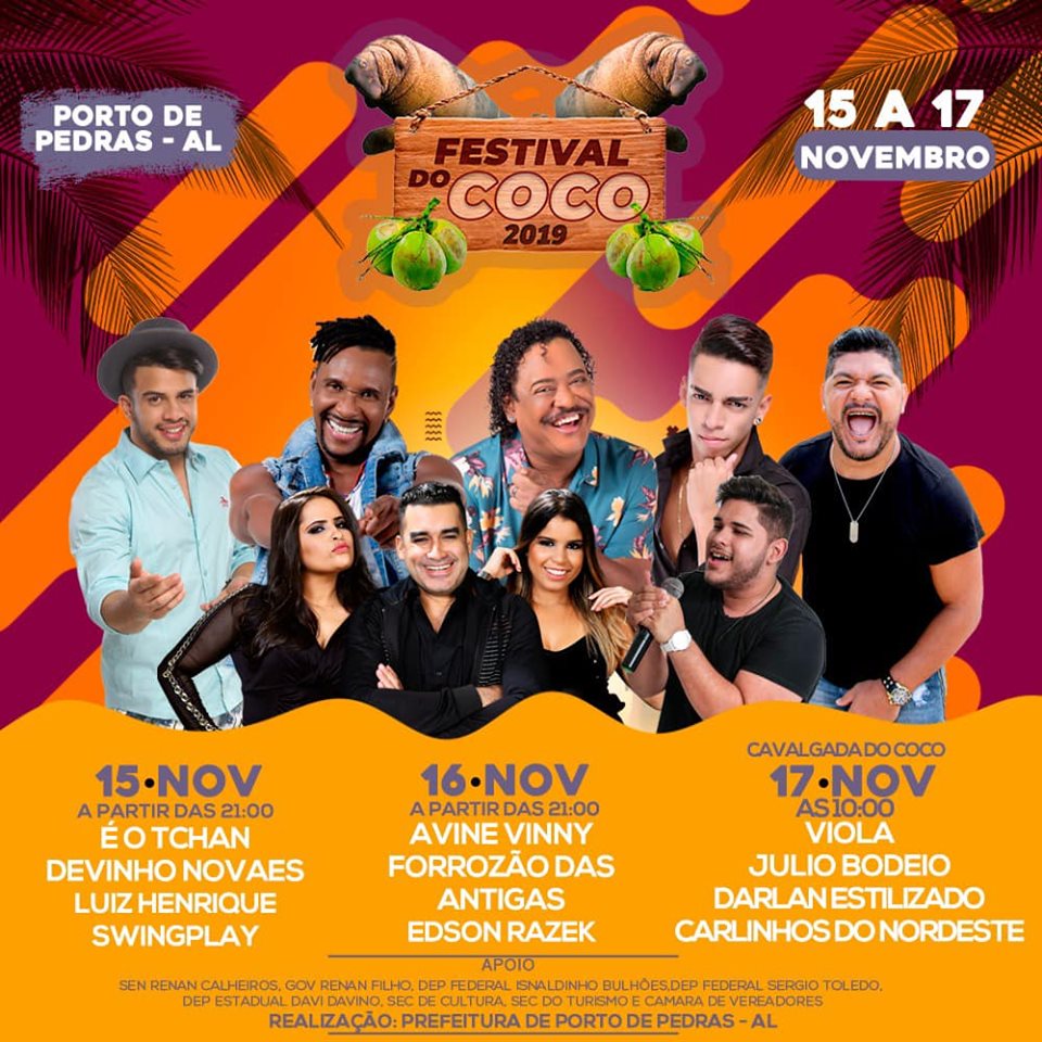 Festival do Coco é a grande atração do mês no Litoral Norte de AL