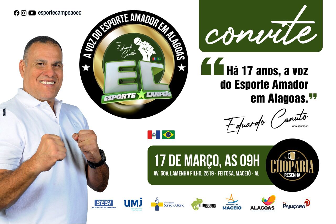 Eduardo Canuto anuncia aniversário do "Esporte Campeão" que entra para seus 17 anos dando imagem na TV ao esporte amador de AL