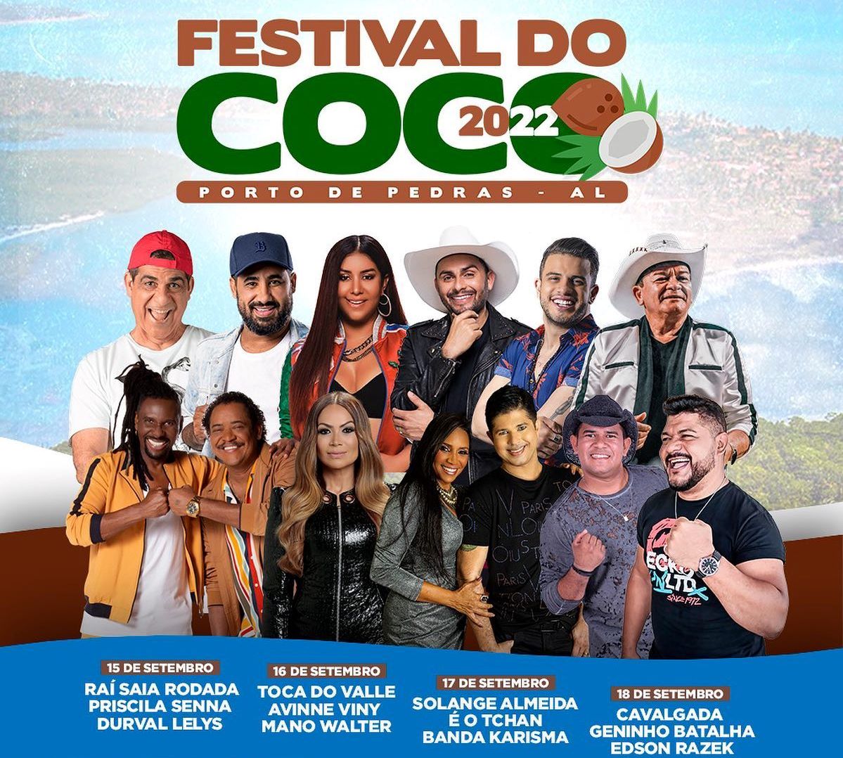 Festival do Coco é a grande atração de Porto de Pedras agora em setembro com diversas atrações nacionais