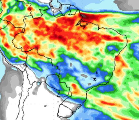 Grande parte do território brasileiro contará com fortes chuvas entre os dias 2 e 9 de maio