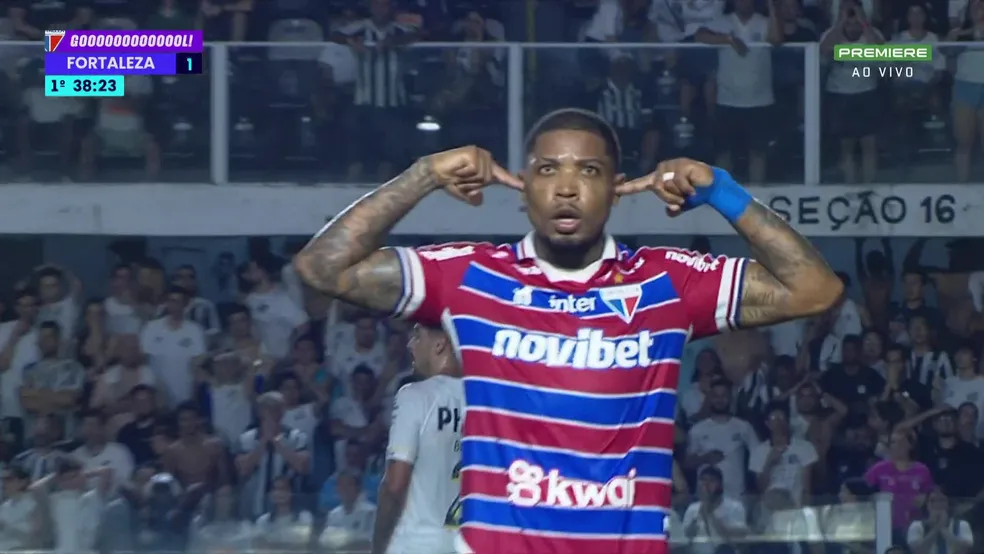 Alagoano Marinho pede desculpas a torcida do Santos pelo seu gesto de comemorar o gol do Fortaleza