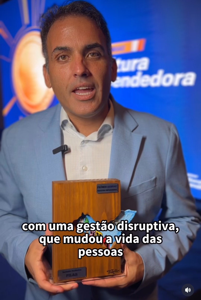 Prefeito pilarense comemora mais um prêmio estadual do Sebrae