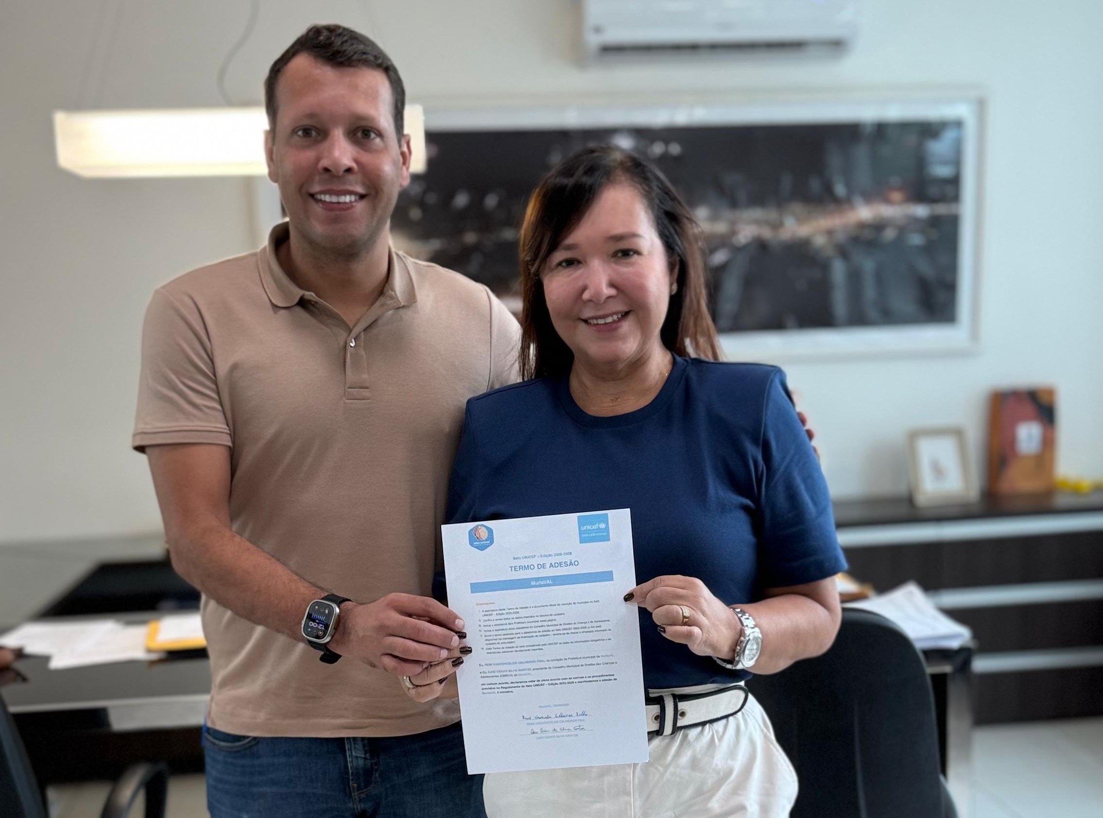 Murici/AL adere Selo Unicef visando fortalecer ações voltadas para o bem-estar de crianças e adolescentes